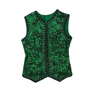 Green vintage beaded vest